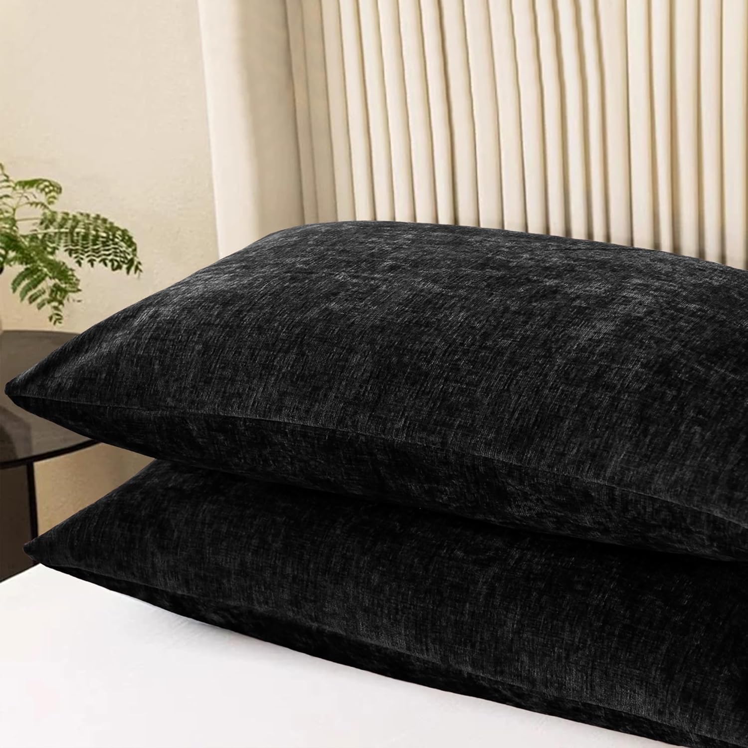 CaliTime Throw Pillow Covers Decorative 20 X 26 Inches Pack of 2 Cozy Chenille Standard Pillow