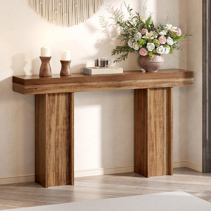 55Inch Farmhouse Console Table,Wooden Rectangular Sofa Table Behind The Couch,Entryway Console