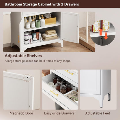 75” Tall Kitchen Pantry Storage Cabinet, Metal Bathroom Storage Cabinet with 2 Drawers and
