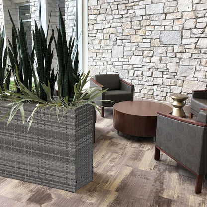 SUNNYPARK Tall Rectangular Planter with Removable Liner, All-Weather PE Rattan Large Modern