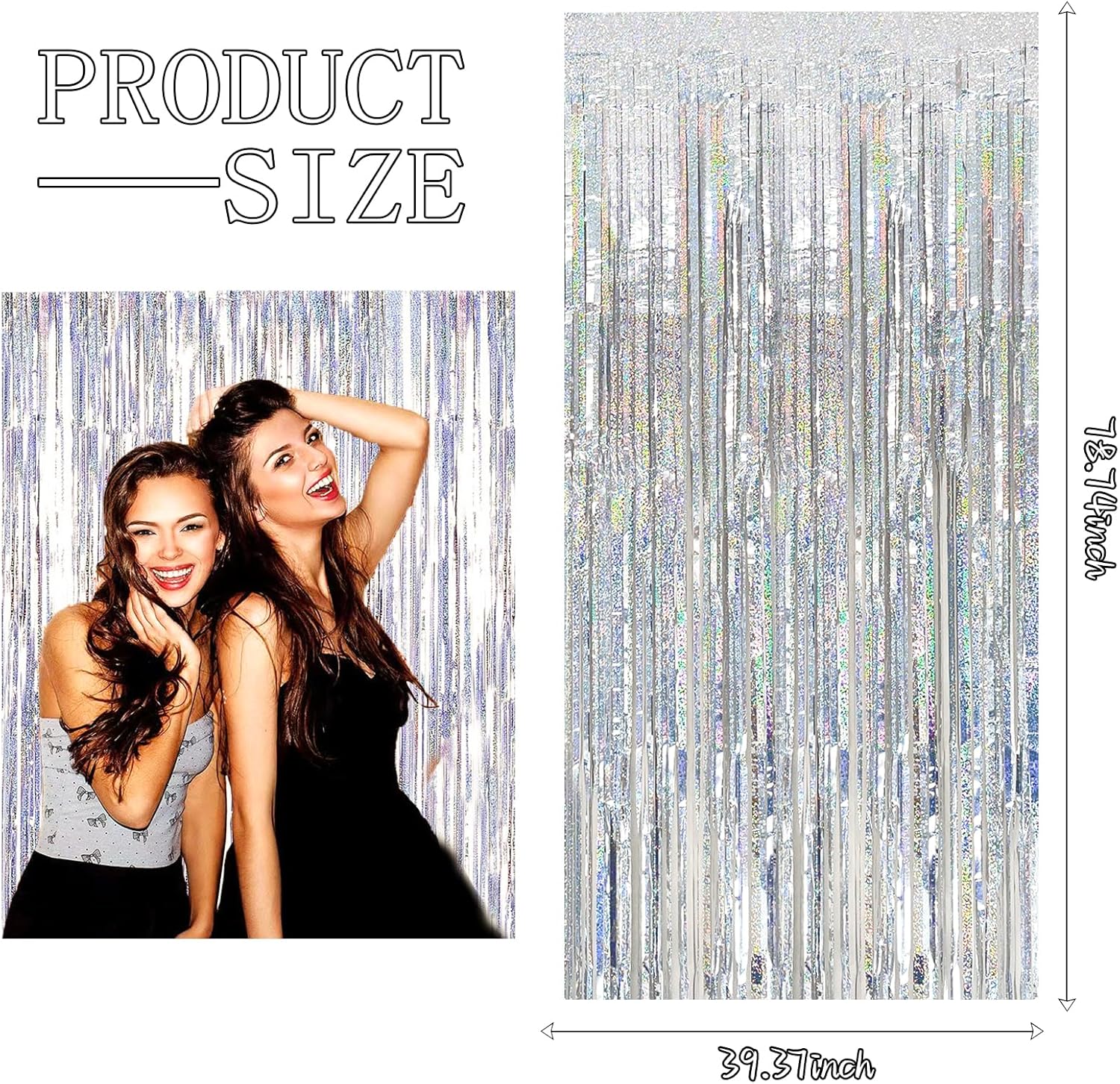 3 Pack Silver Backdrop Curtain Party Decorations Foil Fringe Backdrop Silver Tinsel Streamers