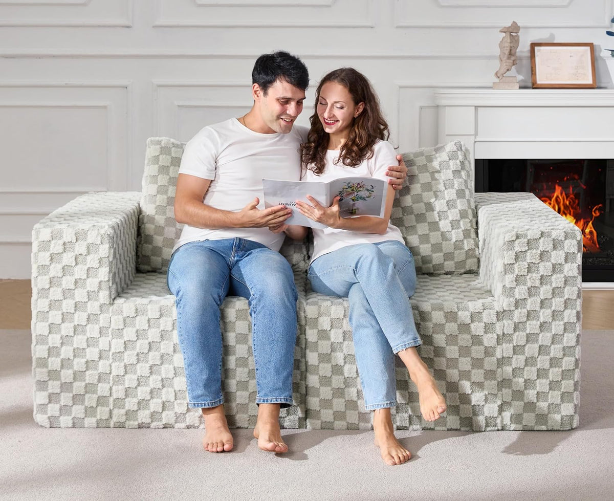 Modular Sectional Sofa 2 Seater Loveseat Modular Couch with Deep Seat Memory Foam Cloud Sofa Chair