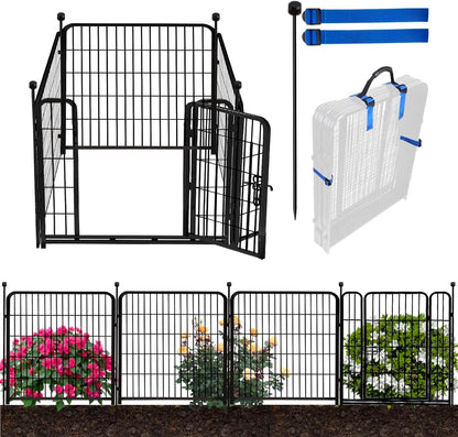 ADAVIN Dog Playpen with Low Threshold Door, 40 inch 4 Panels Total 8.9 Ft(L) Garden Fence, Dog