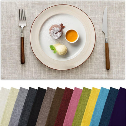 Placemats Set of 6, Bilayer Thickened Linen Place Mats Heat Resistant Machine Washable Wrinkle Free