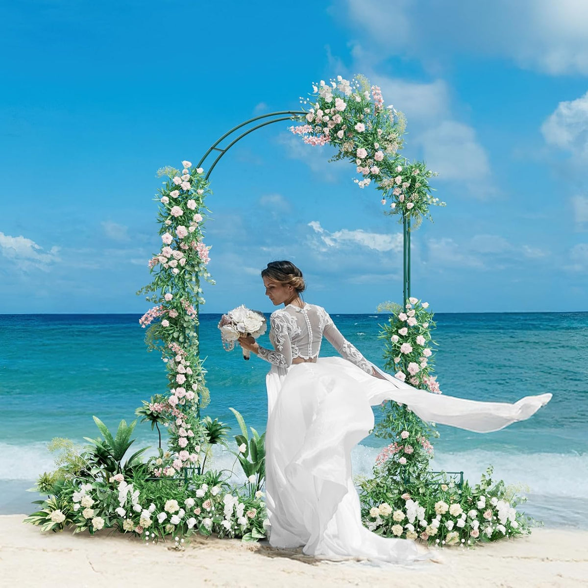 8.2 Ft Garden Arch Trellis for Climbing Plants Outdoor, Wedding Arch Frame for Ceremony Garden