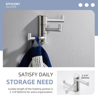 Angle Simple Swivel Towel Hook 3 Arms, SUS 304 Stainless Steel Foldable Robe Towel Hook for
