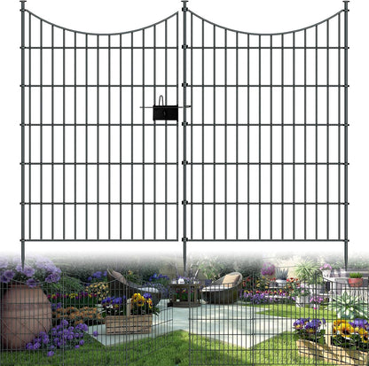10 Panels Garden Fence Dog Fence Outdoor for Yard, 40in H x 23.6ft L Rustproof Metal Fencing with