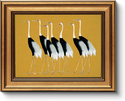 HUARCEY Gold Framed Vintage Wall Art for Living Room, Animals Painting Prints Shelf Decor for