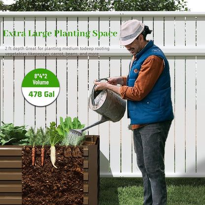 8x4x2 ft Raised Garden Bed, Large Metal Planter Raised Beds, Planters for Outdoor Plants for