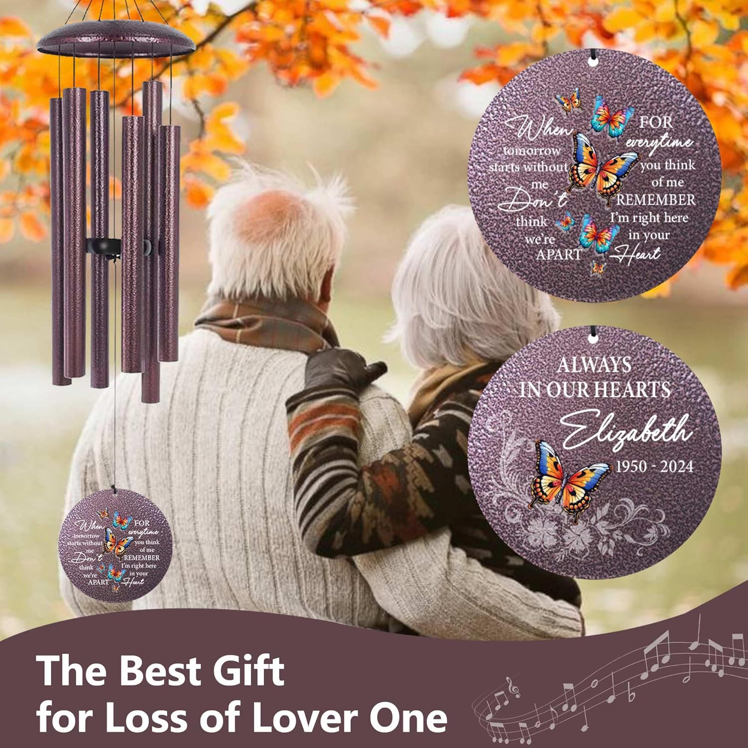 ASTARIN 36" Large Deep Tone Personalized Sympathy Wind Chimes, Memorial Wind Chime for Loss of