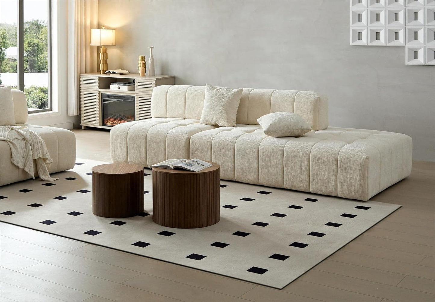 Nesting Coffee Table Set of 2,Modern Round Wooden Coffee Tables with Storage,Luxury Side Table