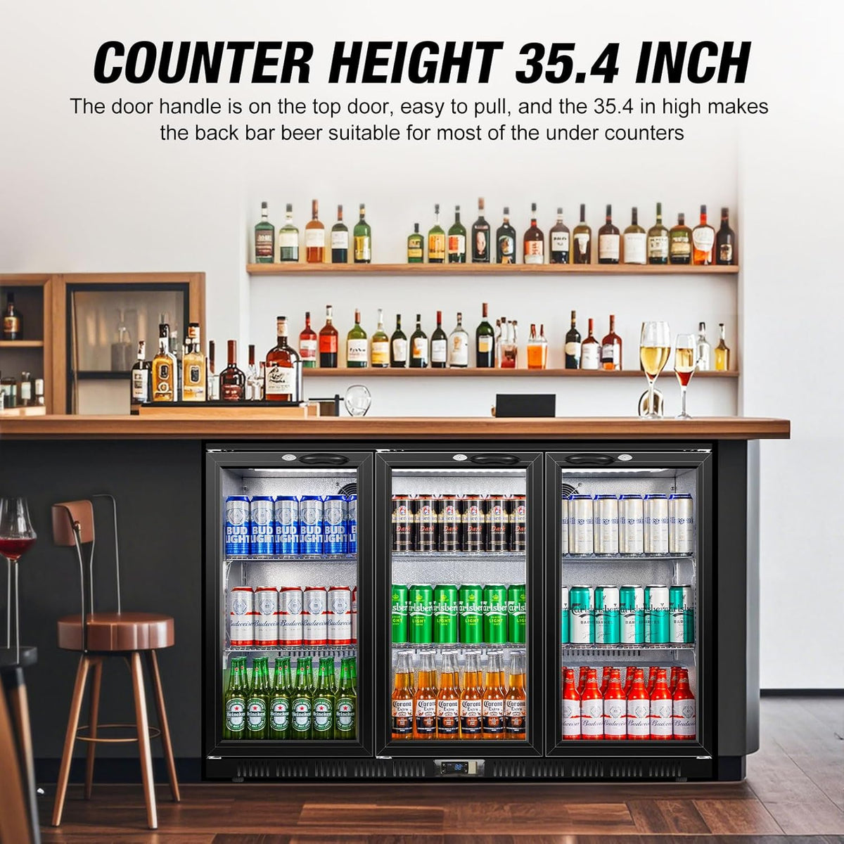 Beverage Refrigerator, 53.15W Inch 12 Cu.Ft Drink Fridge, Back Bar Beer Fridge with 3 Glass Door