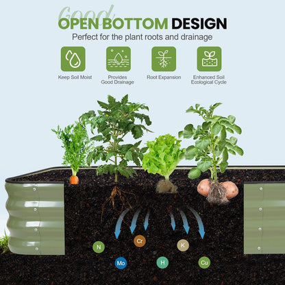 5-in-1 Adjustable Raised Garden Bed Kit | Galvanized Planter Boxes for Vegetables, Flowers | 12"