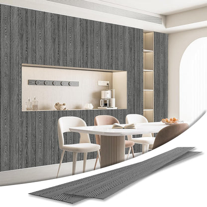 Art3d 4-Pack Glue-On Herringbone Wainscoting Panel for Interior Wall Decor - 104 x 12 Inch
