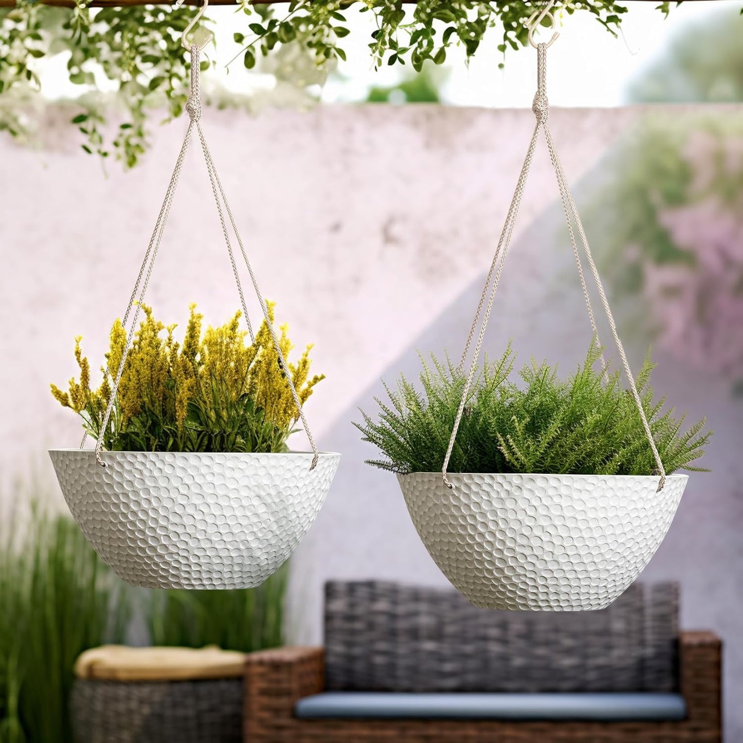 LA JOLIE MUSE Hanging Planters for Outdoor Plants, Large Hanging Planter with Drain Holes, Outdoor