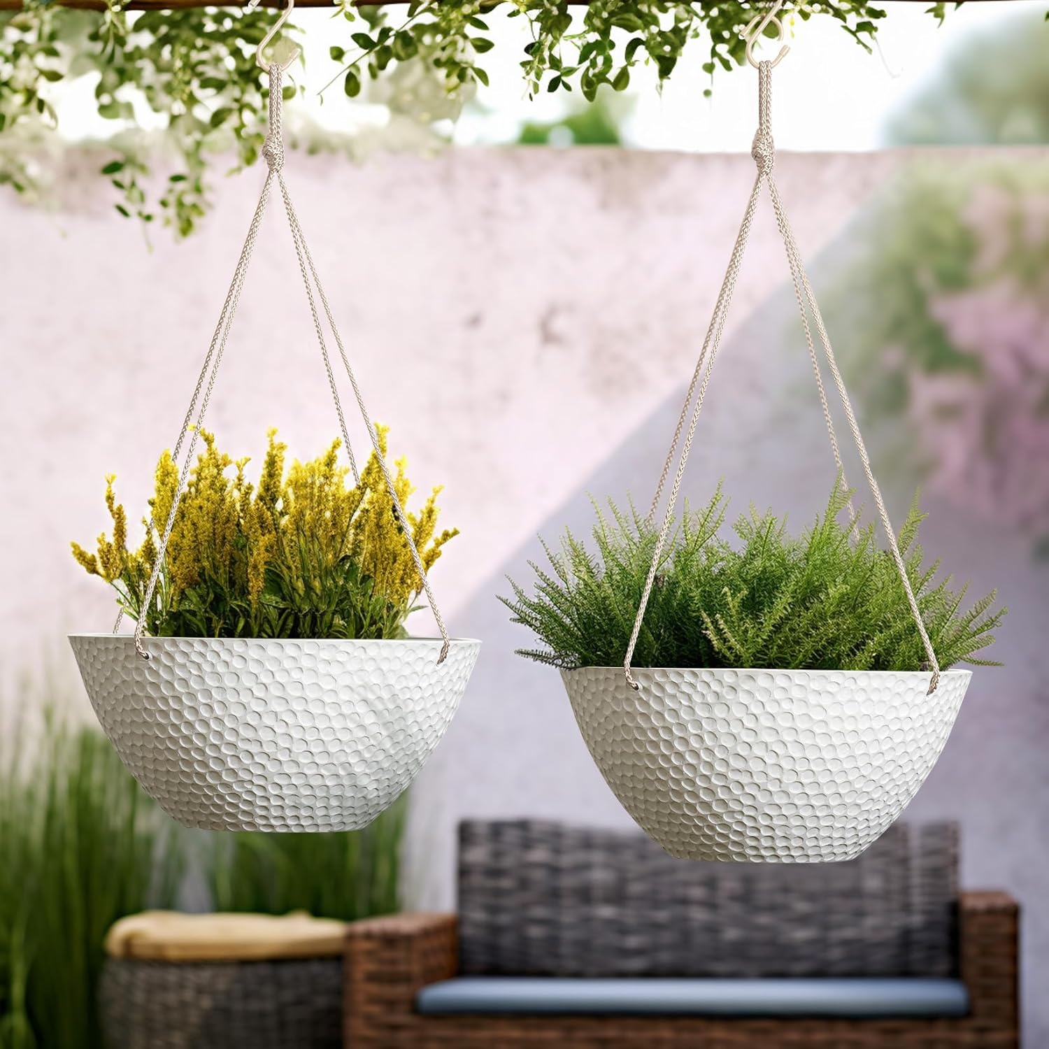 LA JOLIE MUSE Hanging Planters for Outdoor Plants, Large Hanging Planter with Drain Holes, Outdoor