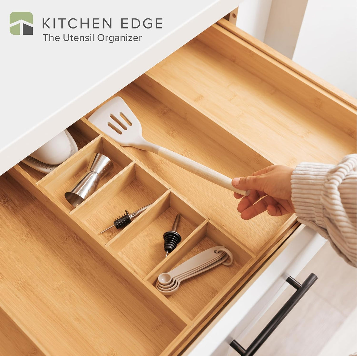 Adjustable Kitchen Drawer Organizer for Utensils and Junk, Food-Safe Contract Grade with 100%