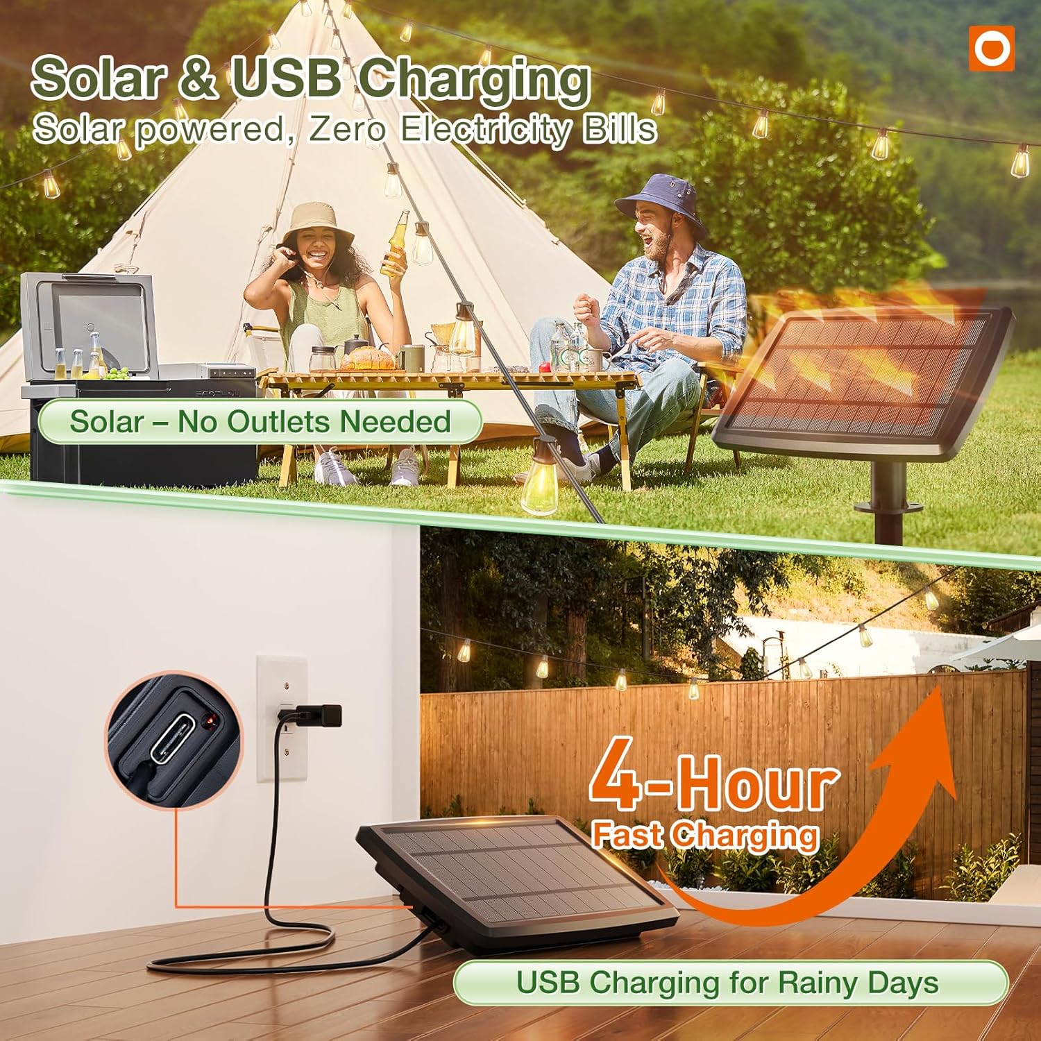 addlon 78(72+6) FT Solar String Lights Waterproof,Patio Lights Solar Powered with Remote & USB Port