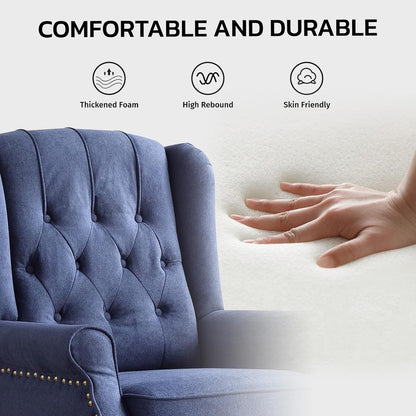 EBELLO 2 Pcs Pushback Recliner Chairs, Fabric Armchair Push Back Recliner with Rivet Decoration
