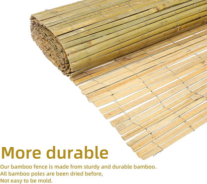 Natural Bamboo Slat Screening,4FT x 13FT Bamboo Fence Panel for Garden Privacy Fence Screen for