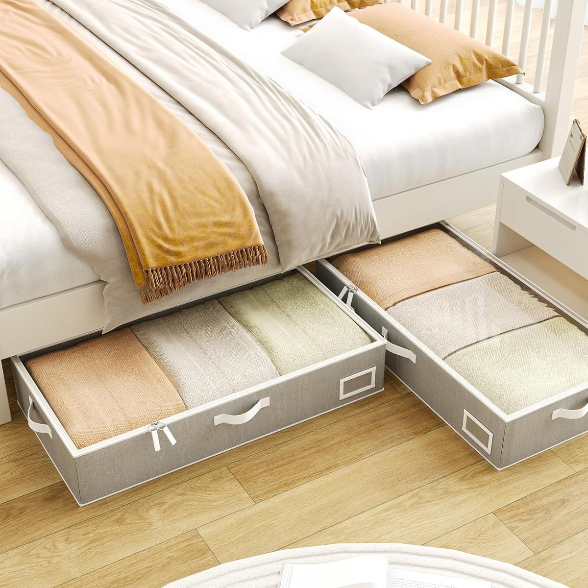 Under Bed Storage Containers, 2-Pack Underbed Storage Box, Collapsible Clothes Storage Bins with
