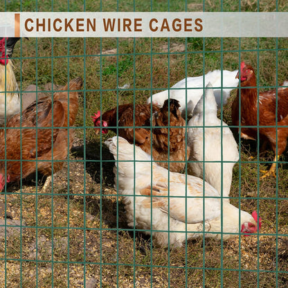 Tongmo 2 ft x 100 ft Green PVC Coated Welded Wire Fence, 16GA Garden Chicken Wire Fence Roll, Mesh