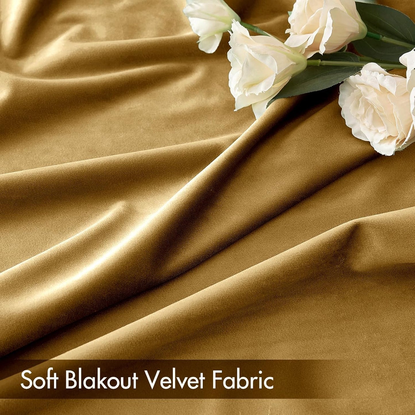 MIULEE Gold Velvet Curtains Thermal Insulated Blackout Curtain Drapes for Bedroom Living Room