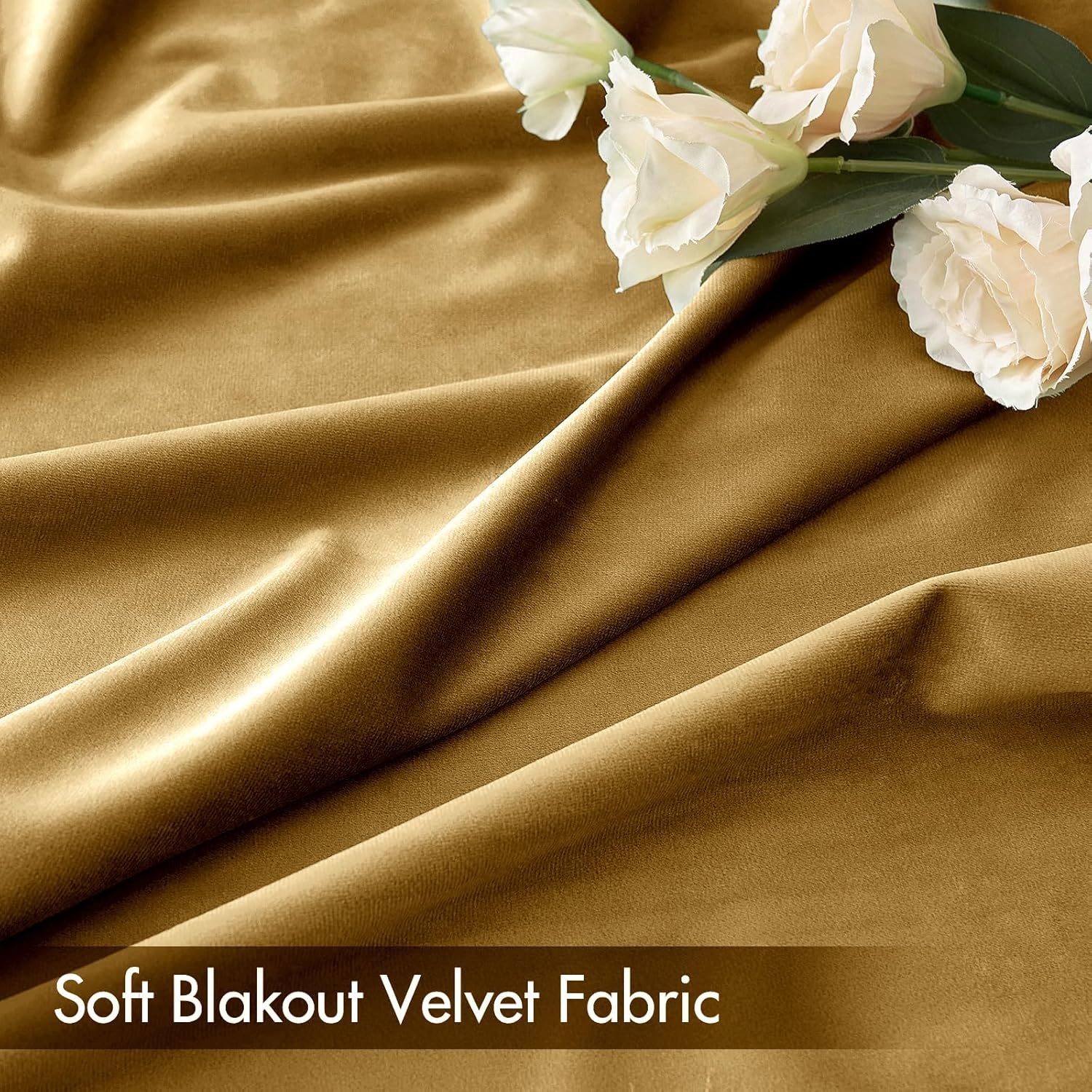 MIULEE Gold Velvet Curtains Thermal Insulated Blackout Curtain Drapes for Bedroom Living Room