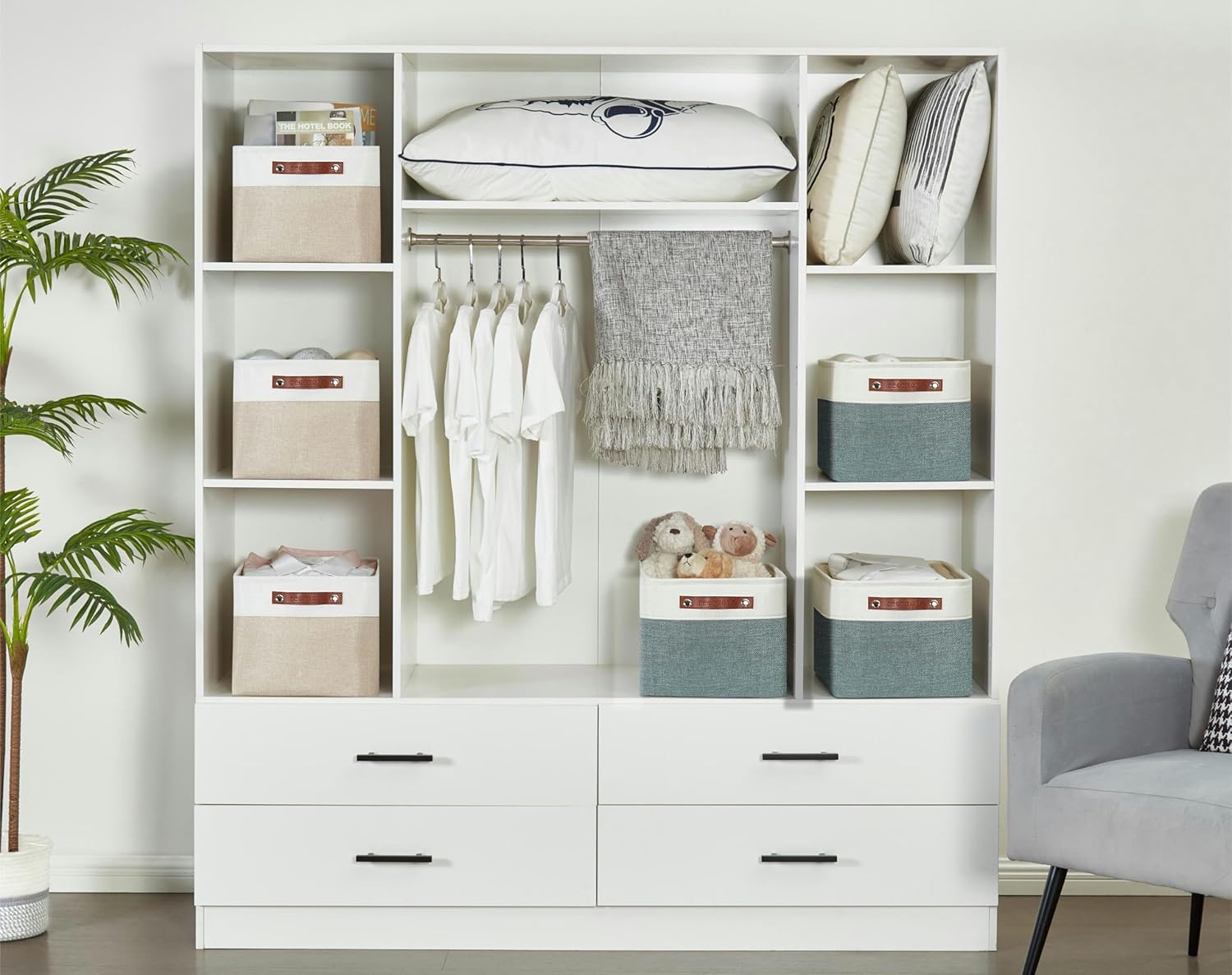 DECOMOMO Storage Bins Fabric Storage Baskets for Shelves, Linen Closet Organization Toys Nursery