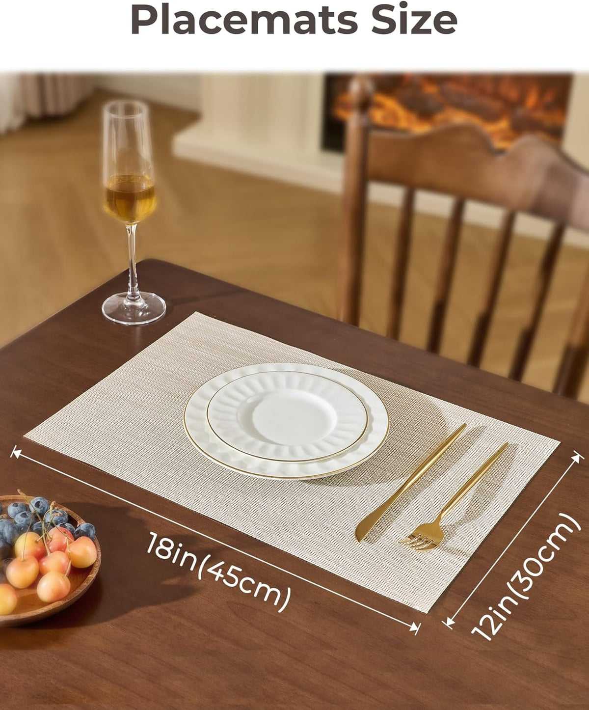 Leetaltree Beige White Placemats Set of 20 - Heat Resistant Non-Slip Place mats for Dining Table