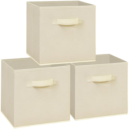 11x11 Storage Bins, Set of 3 Storage Cubes, Collapsible Cube Storage Box, Fabric Closet Organizers