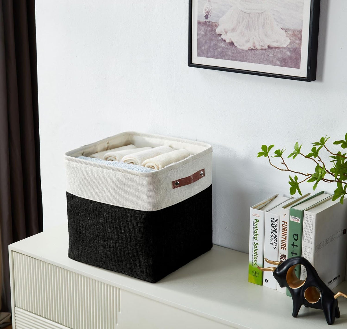 DECOMOMO Storage Cubes, 11x11 Cube Storage Bins, Baskets for Shelves (Black & White, Cube 11" - 4