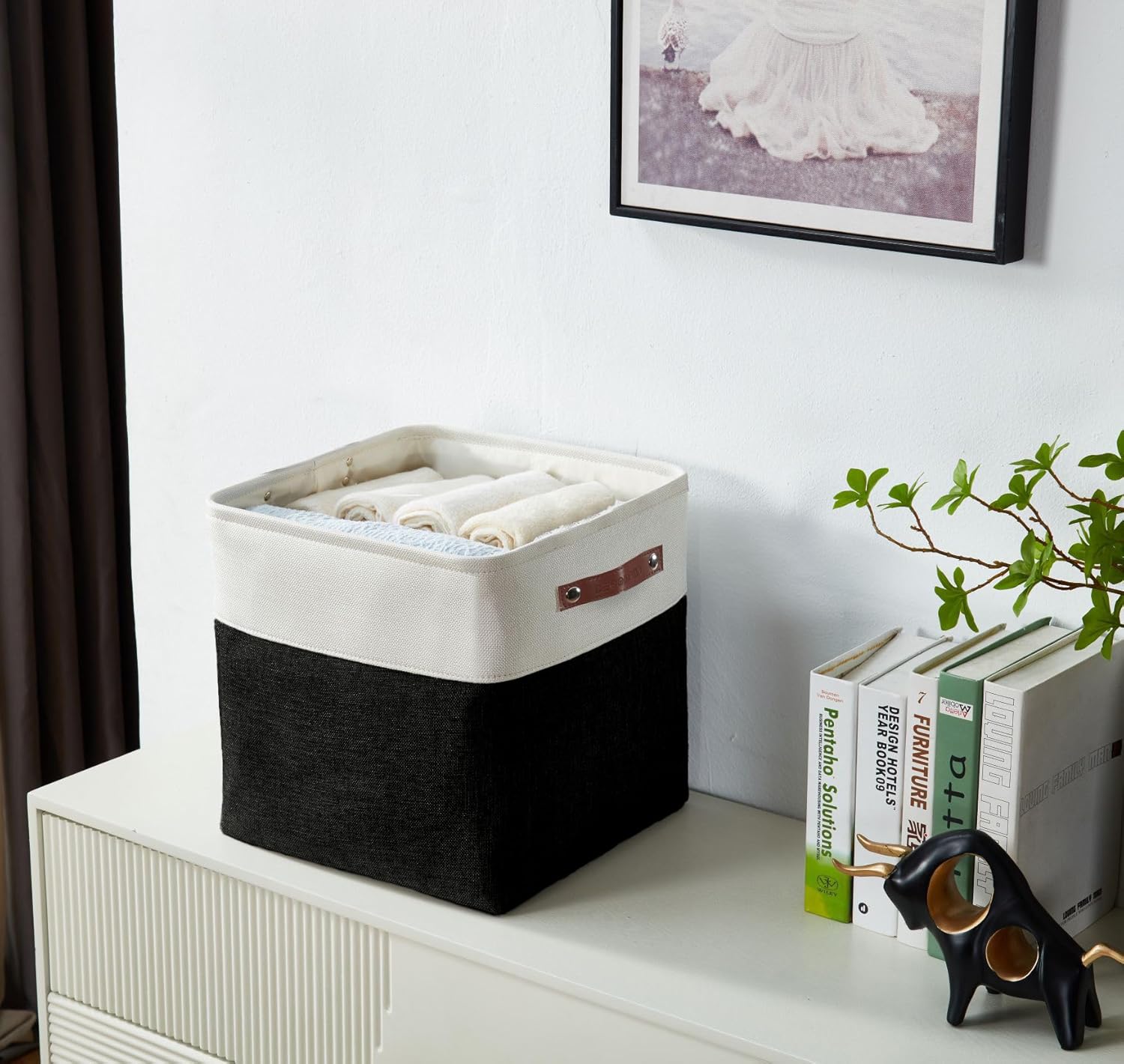 DECOMOMO Storage Cubes, 11x11 Cube Storage Bins, Baskets for Shelves (Black & White, Cube 11" - 4