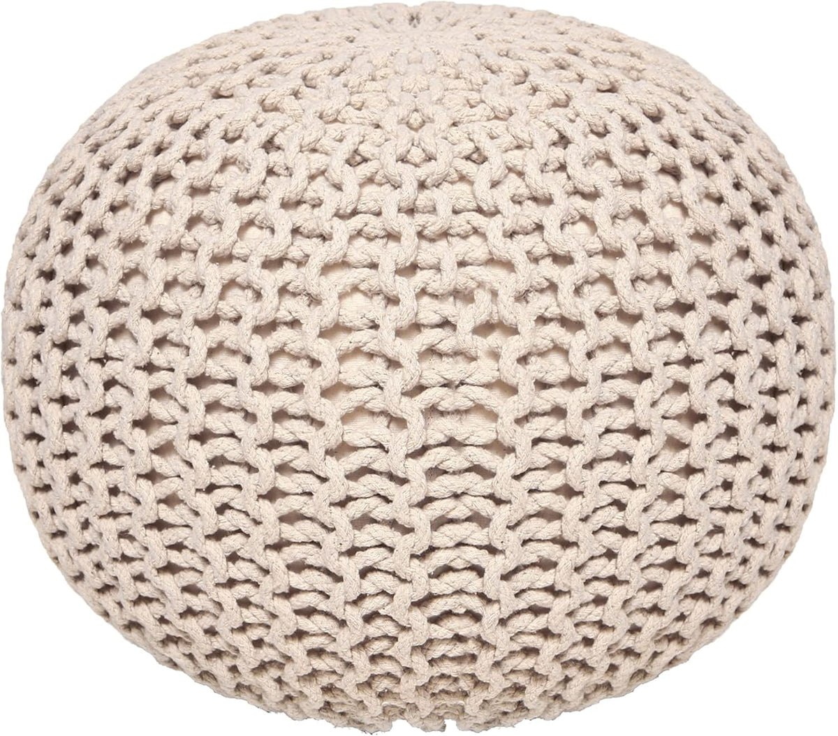 REDEARTH Round Pouf Ottoman - Cable Knitted Boho Poof - Home Décor Cord Pouffe Handmade Circular