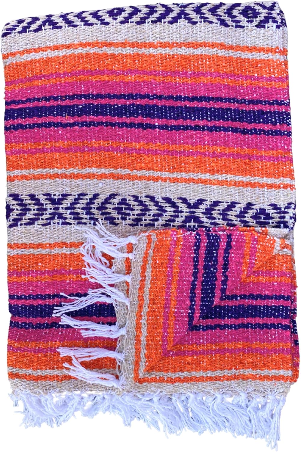Del Mex Classic Mexican Blanket, Large Authentic Woven Falsa Throw (70"x50"), Artisan Southwest