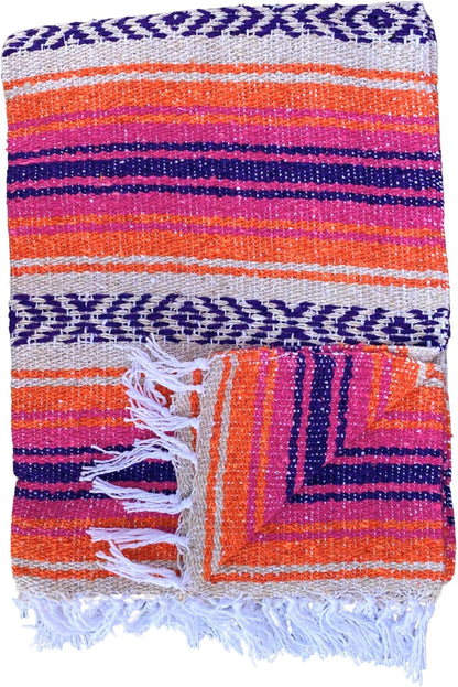 Del Mex Classic Mexican Blanket, Large Authentic Woven Falsa Throw (70"x50"), Artisan Southwest