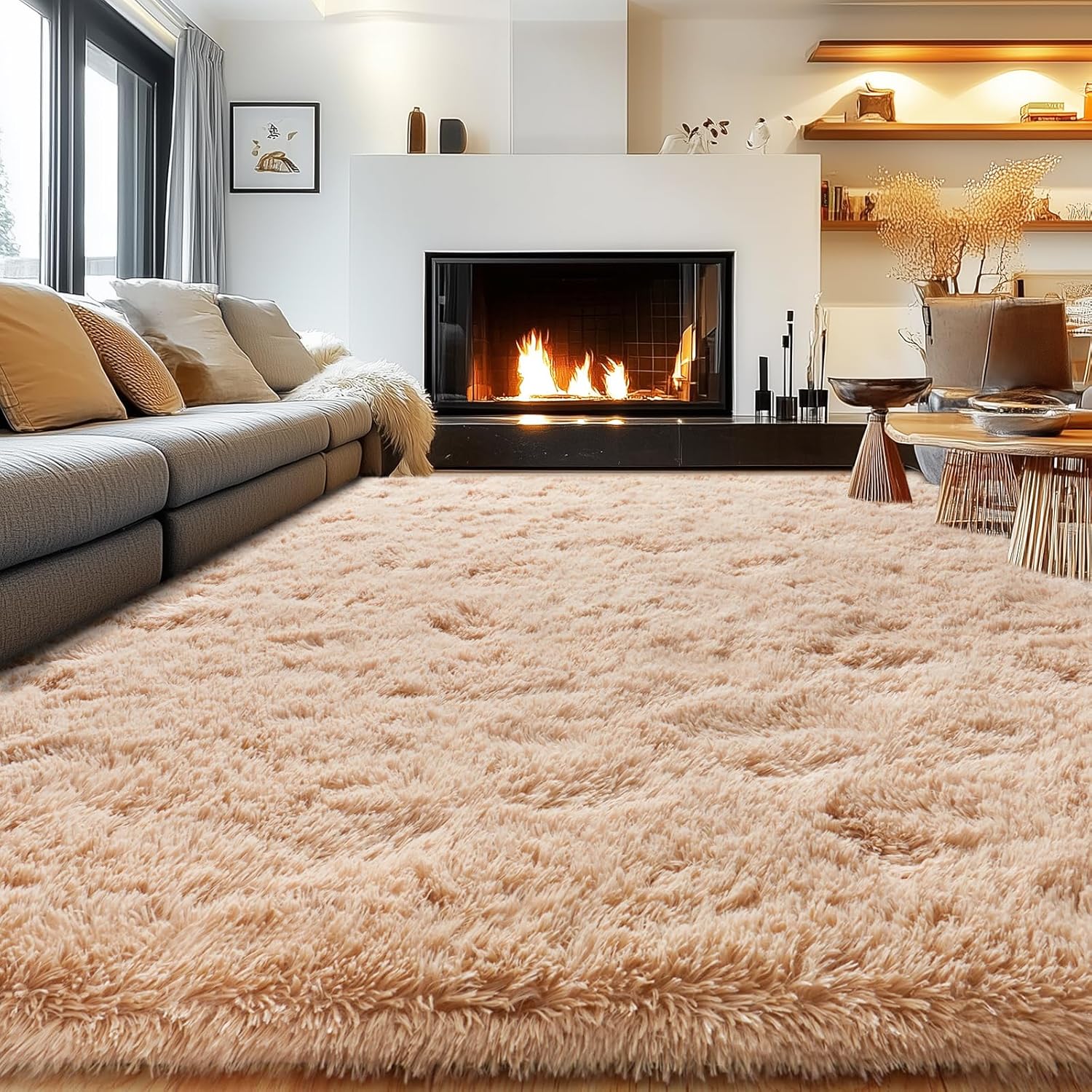Rezutan Fluffy Rug for Living Room Bedroom,Soft Large Comfy Modern Shaggy Fuzzy Kids Rug for Living