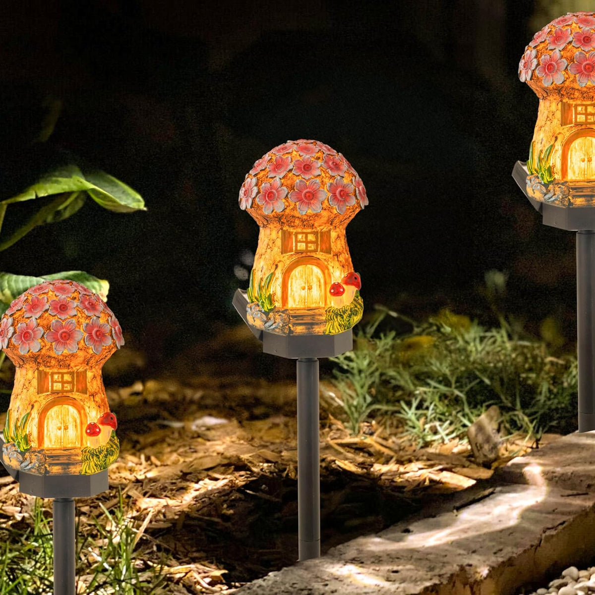 Dazzle Bright Solar Mushroom Lights Fairy Garden Lights for Home Decor Outdoor Decorative Stakes