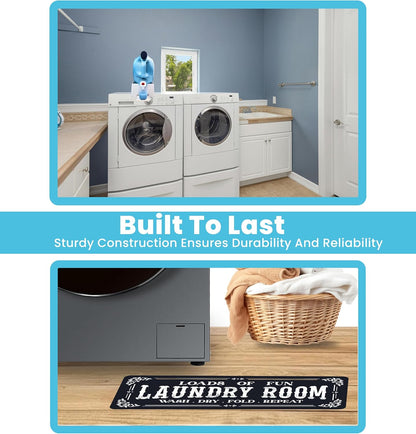 TidyFriend Laundry Detergent Holder with Laundry Room Rug Runner, Detergent Stand for Spill