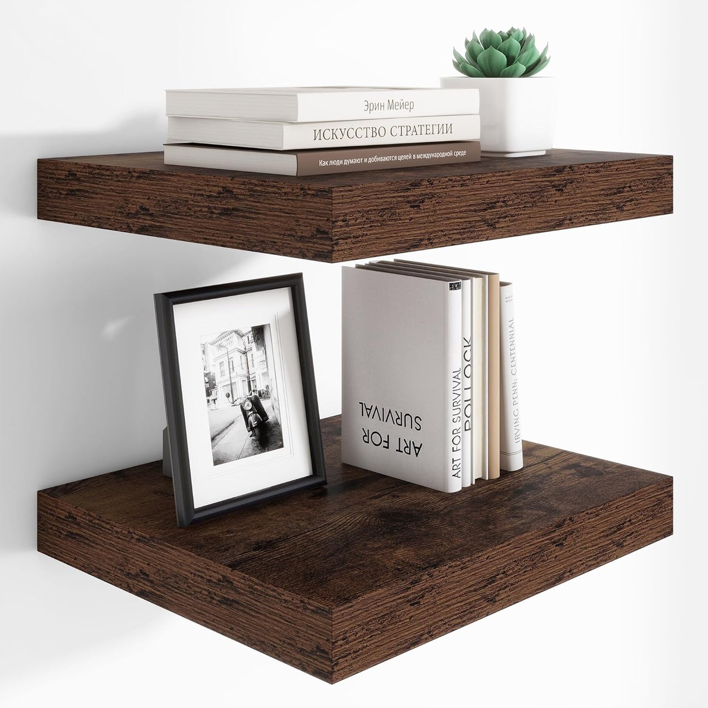 Heimlove 12 Inch Deep Floating Shelves, 16 x 12 inches Long Wall Shelf, Large Extra Display Shelf &