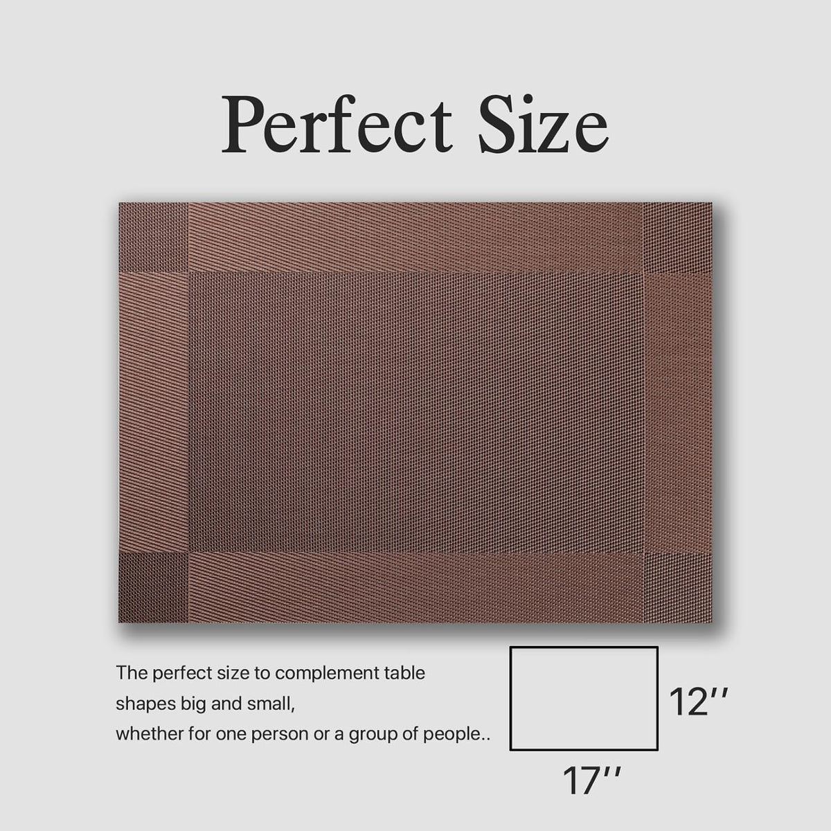 Placemats Set of 6 - Easy Clean Woven Vinyl Placemats for Dining Table, Indoor/Outdoor Place Mats