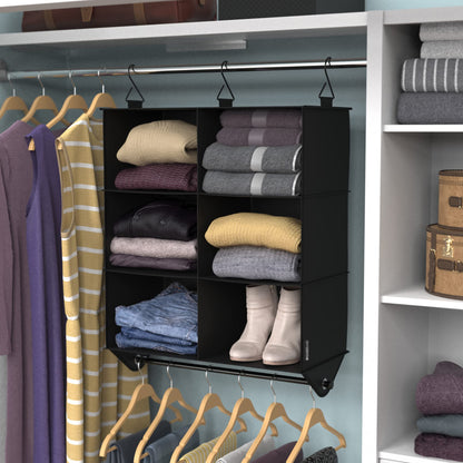 ClosetMaid 6-Shelf Fabric Hanging Closet Organizer with Garment Rod for Shirts, Sweaters, Pants
