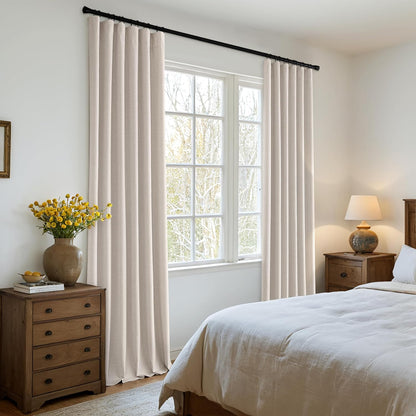 MIULEE 100% Blackout Curtains 102 Inch Long 2 Panels Set for Bedroom, Thick Luxury Faux Linen Black