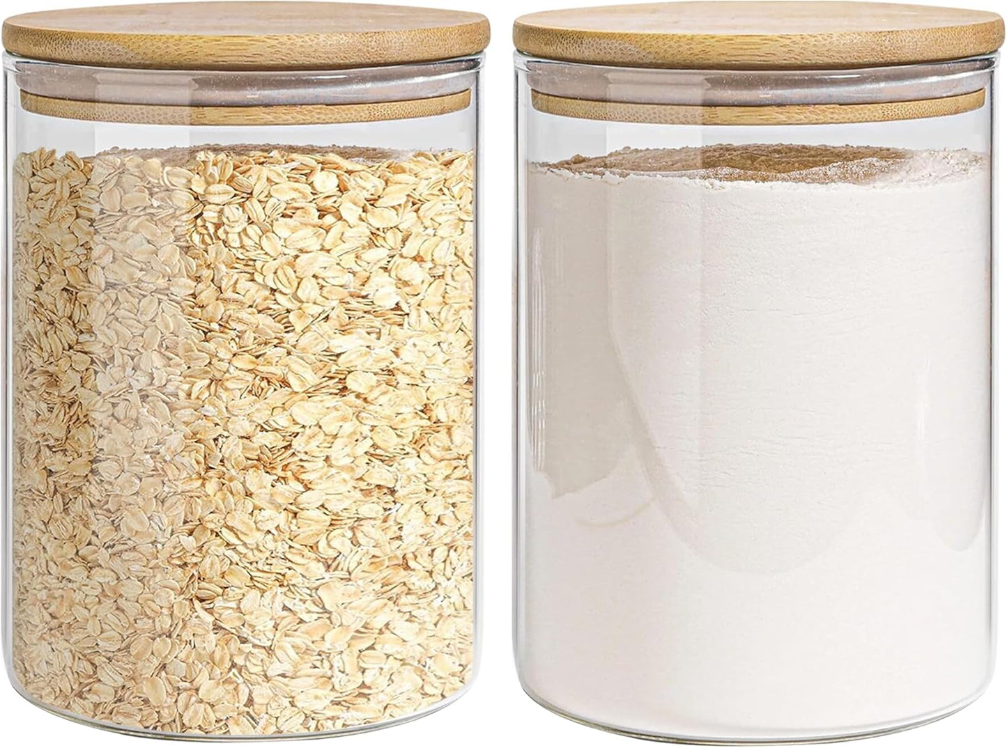 Glass Storage Jars Set Elegant Containers with Airtight Bamboo Lids, Perfect for Kitchen