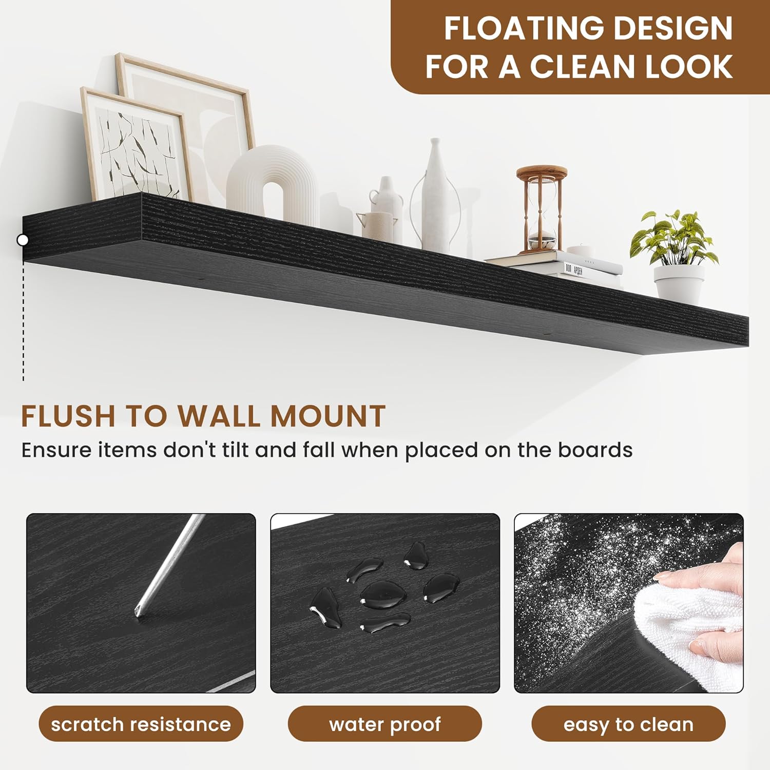 fuqing Floating Shelves for Wall, Bathroom Shelf Wall Mounted for Storage, Shelves with Invisible