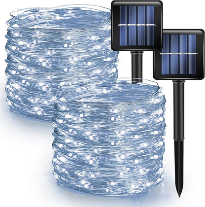 Dazzle Bright 2 Pack Solar String Lights Outdoor, Total 80FT 240LED Solar Powered Waterproof Fairy