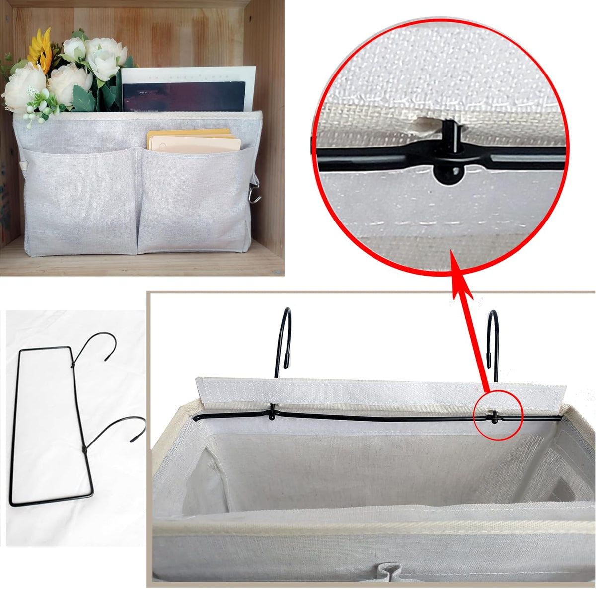 Bedside Caddy Organizer & Bedside Storage Basket Multi-Function Organizer for Bunk, Hospital Beds