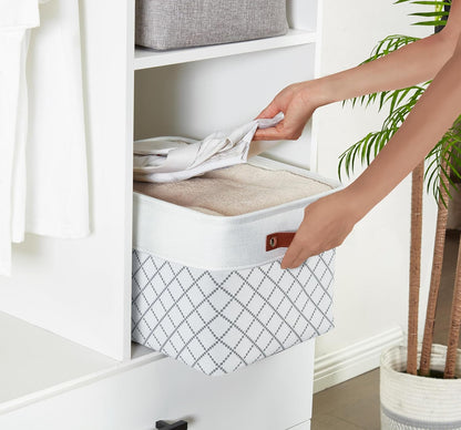 DECOMOMO White Storage Bins Fabric Storage Baskets for Shelves, Linen Closet Organization Toys