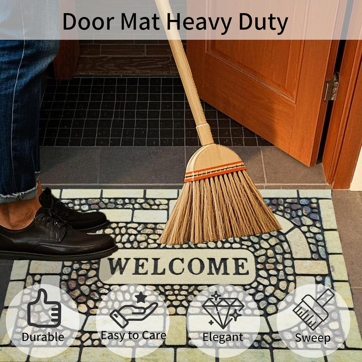 Door Mat Welcome Mat, Heavy Duty Door Mat 17.7 x 29.5 Inch Front Door Mat Rug Doormat for Outdoor