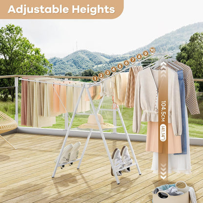 APEXCHASER Drying Rack for Clothing Foldable, Metal Laundry Rack Collapsible, Ultra Thin Gullwing